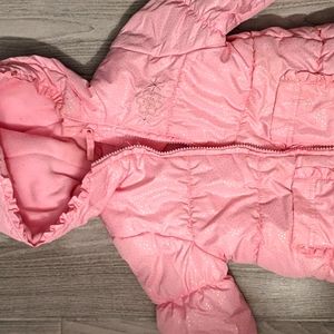 Girls' Pink Quilted Hooded Puffer Jacket